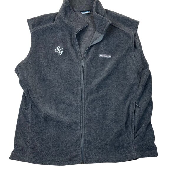 Columbia Mens Fleece Vest XXL Gray Fleece Full-Zip Embroidered SG - Picture 1 of 12